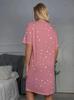 Women's Fashion Dotted Print Short Sleeve Dress - Casual Round Neck