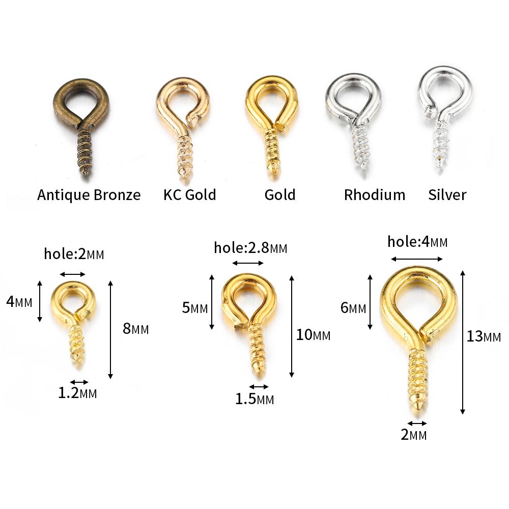 200pcs Small Tiny Mini Eye Pins Eyepins Hooks Eyelets Screw Threaded Clasps Hook for DIY Jewelry Making Findings Wholesale