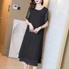 Female Summer Loose and Slimming Mid Length Chiffon Dress, Elegant and Polka Dot Skirt for Mothers