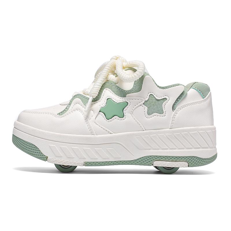 

29-40 Детские четырехколесные спортивные ботинки Роликовые коньки Можно спрятать как плоские спортивные туфли Обувь для катания на коньках Спортивная обувь, Женские ботинки для катания на льду 37 зелёный