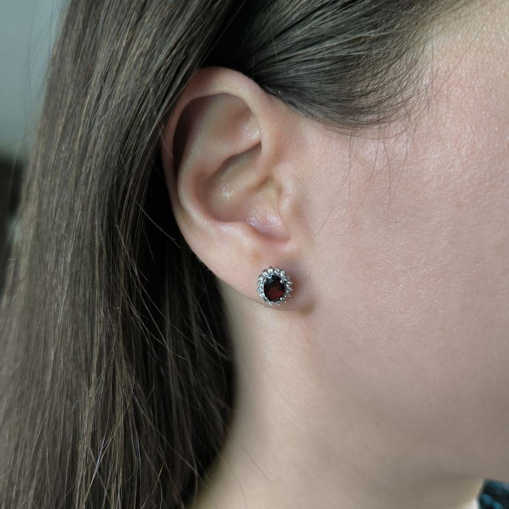 Silver Earrings with Natural Garnet 2.15ct (2191469)