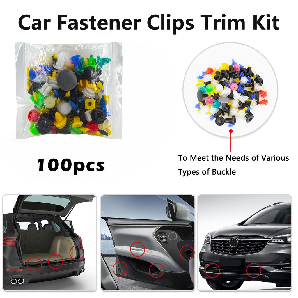 100pcs Car Clips Fastener Screws Bumper Interior Decoration Auto Plastic Random Mixing Universal Plastic