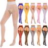 Collants sexy transparents sans entrejambe pour femmes, brillants, lisses, taille moyenne, ouverts sur les fesses, leggings, bas extensibles, vêtements de nuit