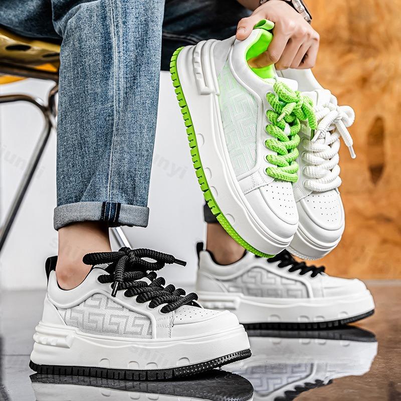 Fashion Men's Fashion Casual Shoes 2025 Spring New Mesh Breathable Comfortable Thick Sole Sports Shoes Versatile Low Top Chunky sneakers