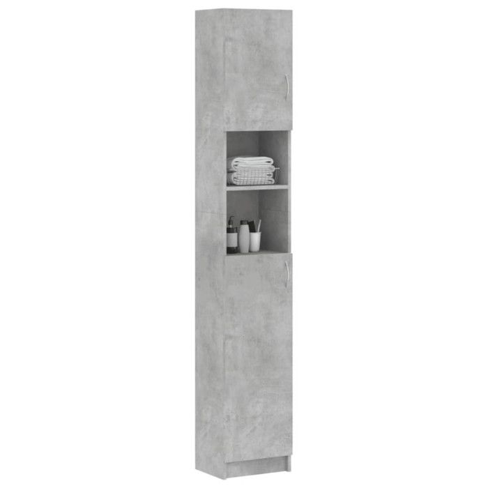 VidaXL Bathroom Cabinet, Storage Unit with Shelf, Tall Bathroom Wall Cabinet for Home Interior, Concrete Grey Wood 802880