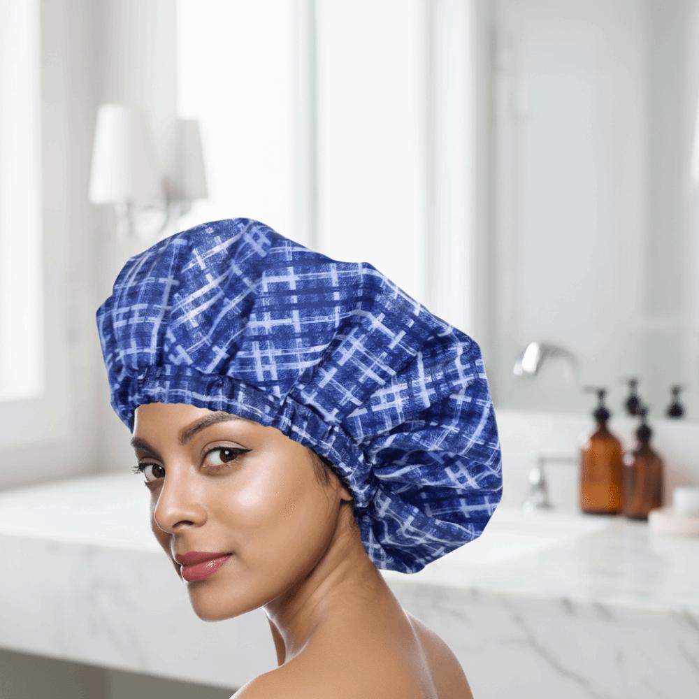 Waterproof Double Layer Bath Cap Anti-Fouling Shampoo Cap Print Hat Shower Cap  Swimming