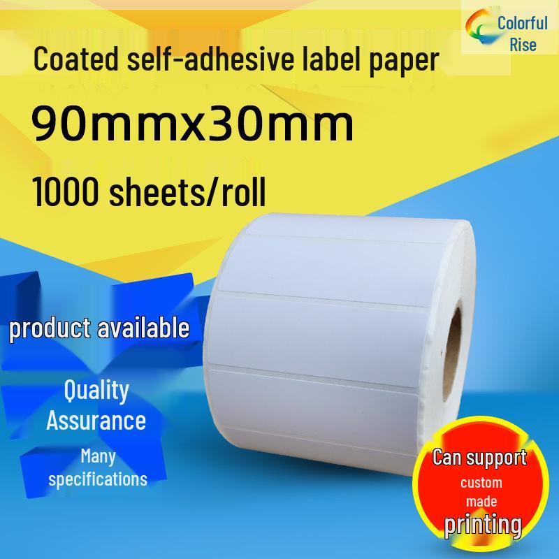Self-Adhesive 9x3cm Barcode Labels - 90x30mm Coated Paper, Pack of 1000 Coated Paper Self-Adhesive