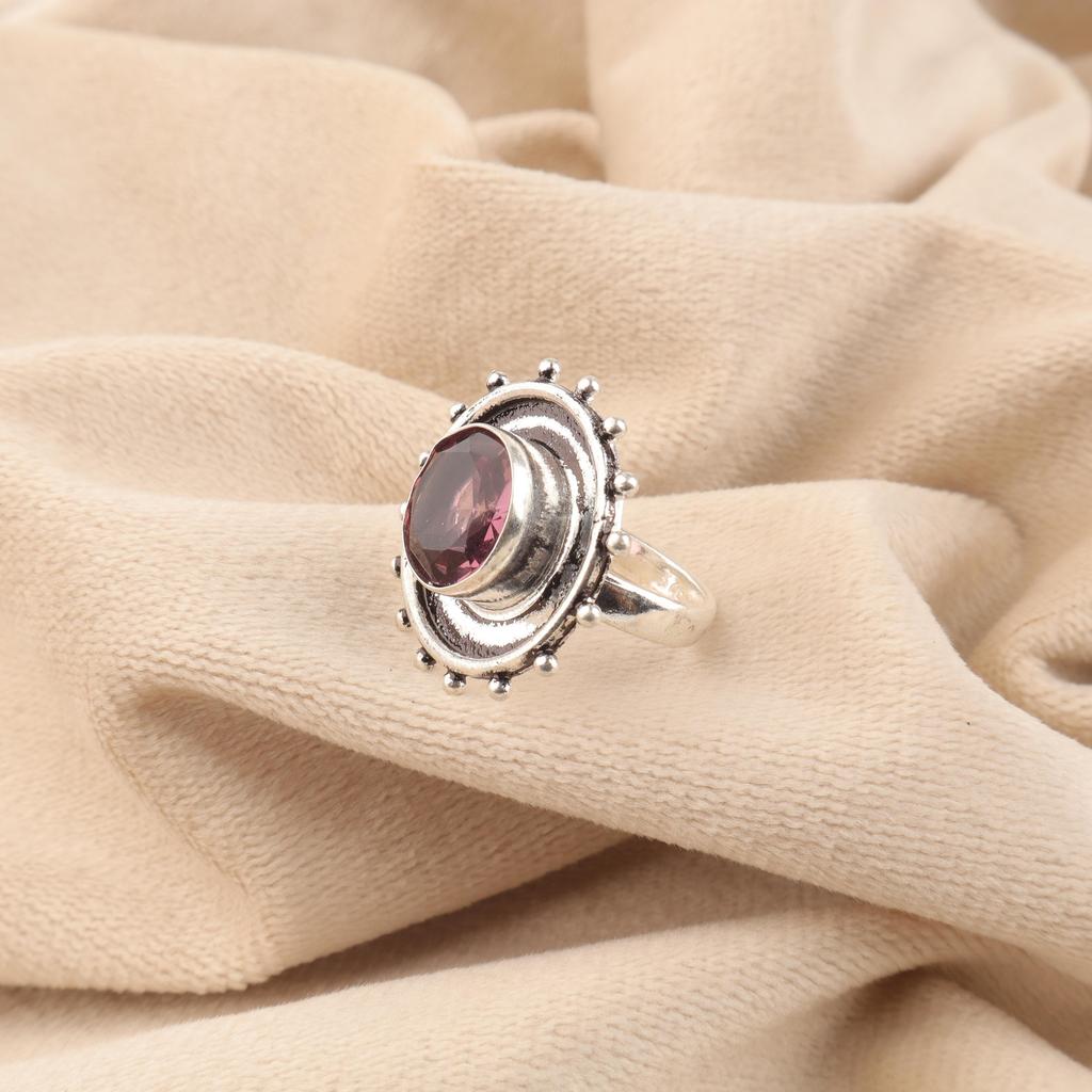 Rhodolite Gemstone Jewelry, Handmade Silver Jewelry, 925 Solid Sterling Silver Ring, Gorgeous Silver Ring For Wedding Gift