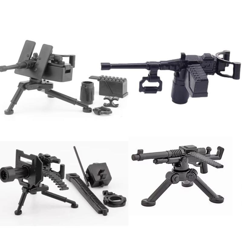 Army WWII Soldier Figure Armaments Brick Playset Gatling M2 Heavy Machine Aviation Gun NSV Bullet Chain Mortar ZB53 Toys Playsetss T12