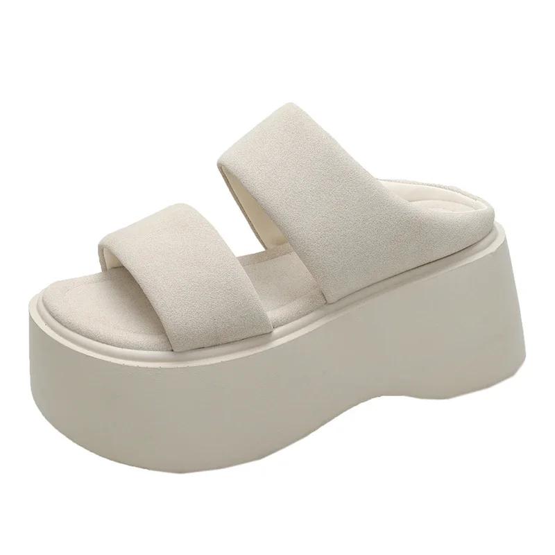 Fashion Sandales à Talons Compensés Astronomiques pour Femme, Tongs de Plage Décontractées en Cuir à Plateforme, 8cm, Été 2025