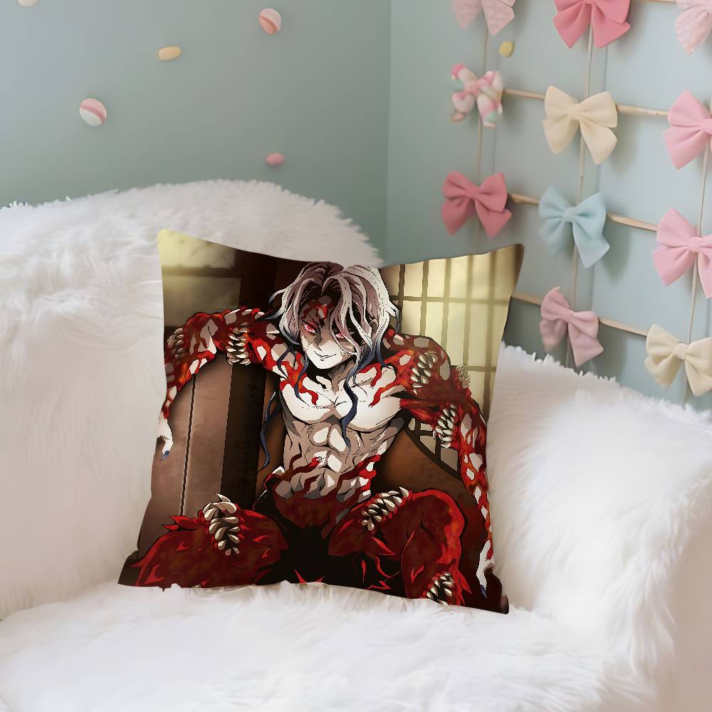 Kibutsuji Muzan Pillow Case Cushion Cover Soft Cute Throw Pillow Case For Car Sofa Pillowcase Polyester With Zipper