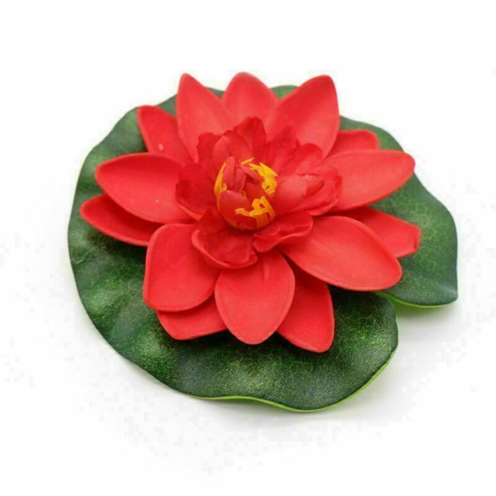 10PCS Lotus Colorful Artificial Flowers Floating Fake Lotus Plant Lifelike Water Lily Micro Landscape For Pond Garden Decor