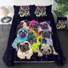 Cute Dogs Print Bedding Set Puppy Animal Duvet Cover Set Watercolor Pastel Dog Paw Comforter Cover Pug Dog Lover Bed Set