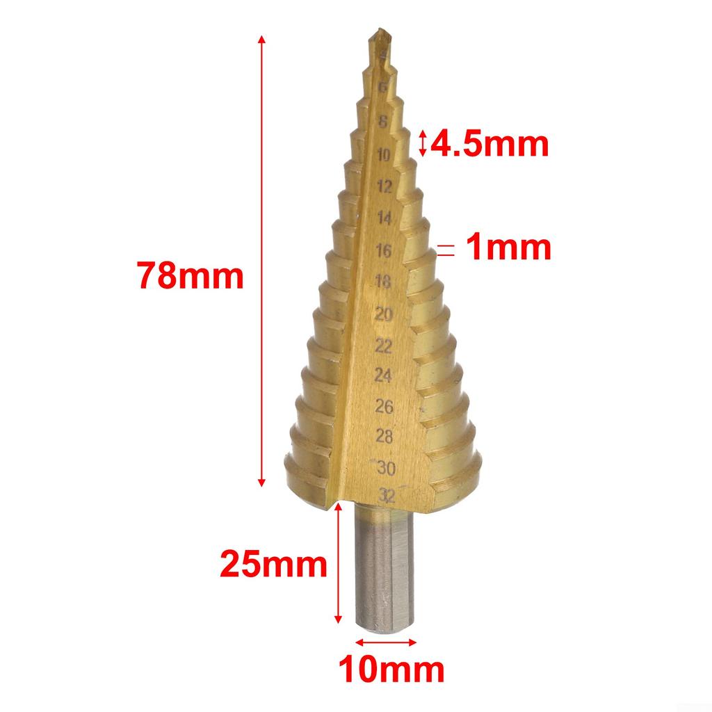 Broca Escalonada Cónica 4-32mm/4-20mm/4-12mm Para Cortar Agujeros Acero de Alta Velocidad