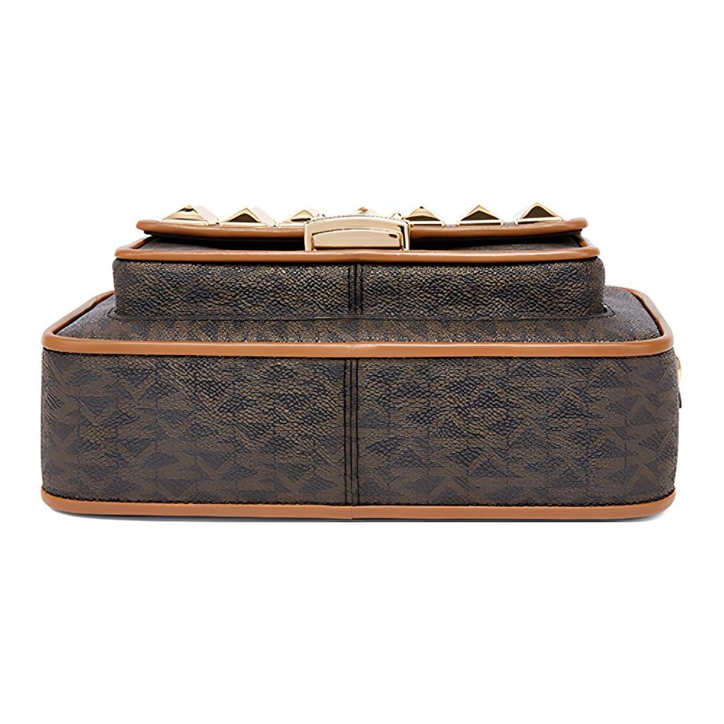 New MICHAEL KORS Bradshaw Leather Stud Camera Shoulder Bag Women's Brown 32H1G2BC2V-BRN-ACORN