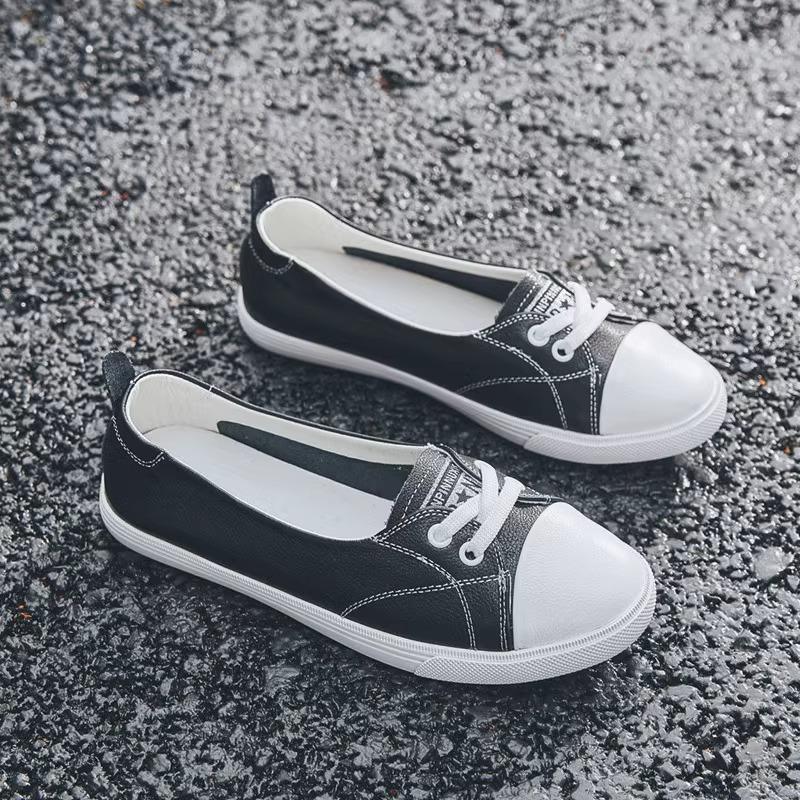 Leather Little White Shoes Women's Classic Spring and Summer New Breathable Shallow Mouth Women's Single Shoes Versatile Women's Board Shoes Tide