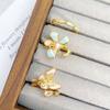 Medieval Vintage Flower Butterfly Enamel Diamond Open Ring Stacked With Niche High-End Light Luxury Ring Woman