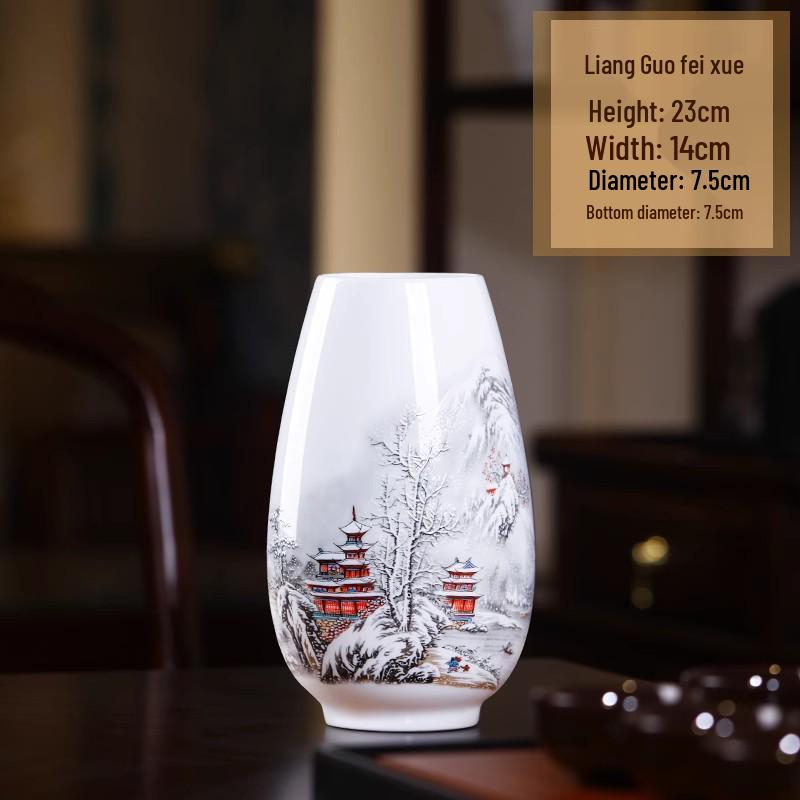 

Chinese Style Jingdezhen Ceramic Vase for Living Room Flower Arrangement with Large Caliber Bamboo Decoration Cat Ornament