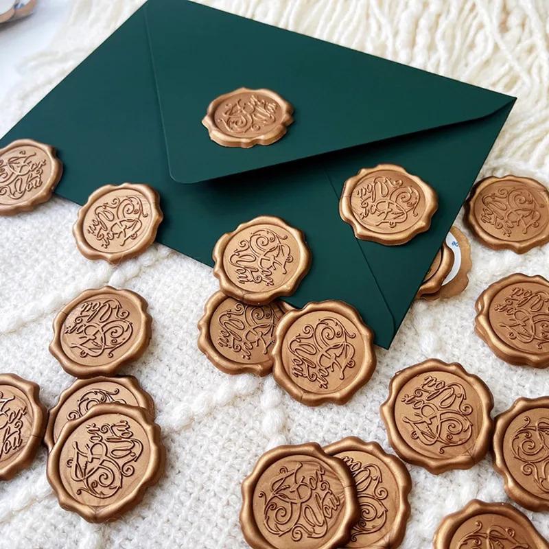 Exquisite 20pcs Personalized Wax Seal Stickers Self Adhesive Round for Wedding Invitation Envelope DIY