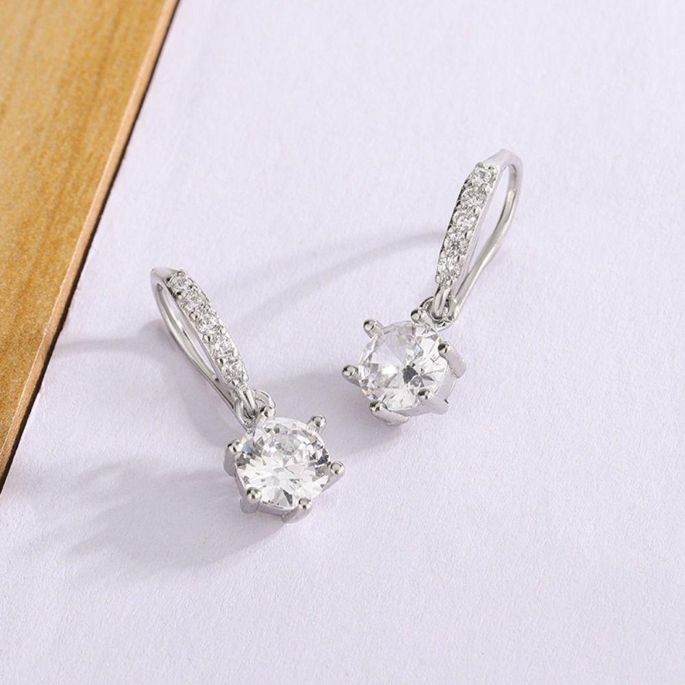 Light Luxury Round Crystal Ear Studs Simple Ladies' Ear Accessories  Jewelry Gifts