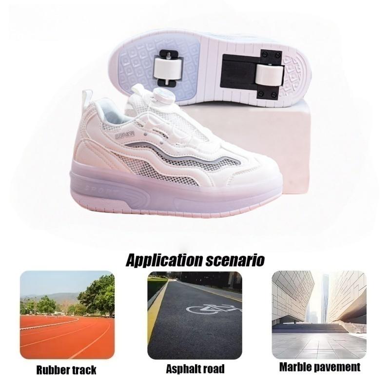 Charging LED Light up Roller Skates Walk Shoes with Wheels Rotation Button for Children And Adults Single Row Insole Game