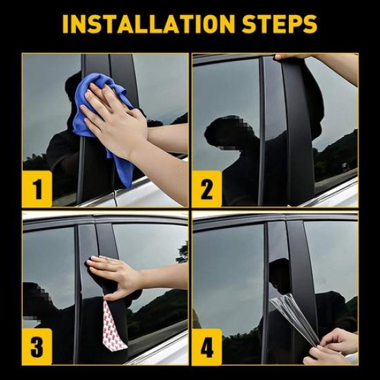 Black Pillar Posts 8pcs Set Cover Door Window Trim For Honda Civic 12-15 4dr EOA