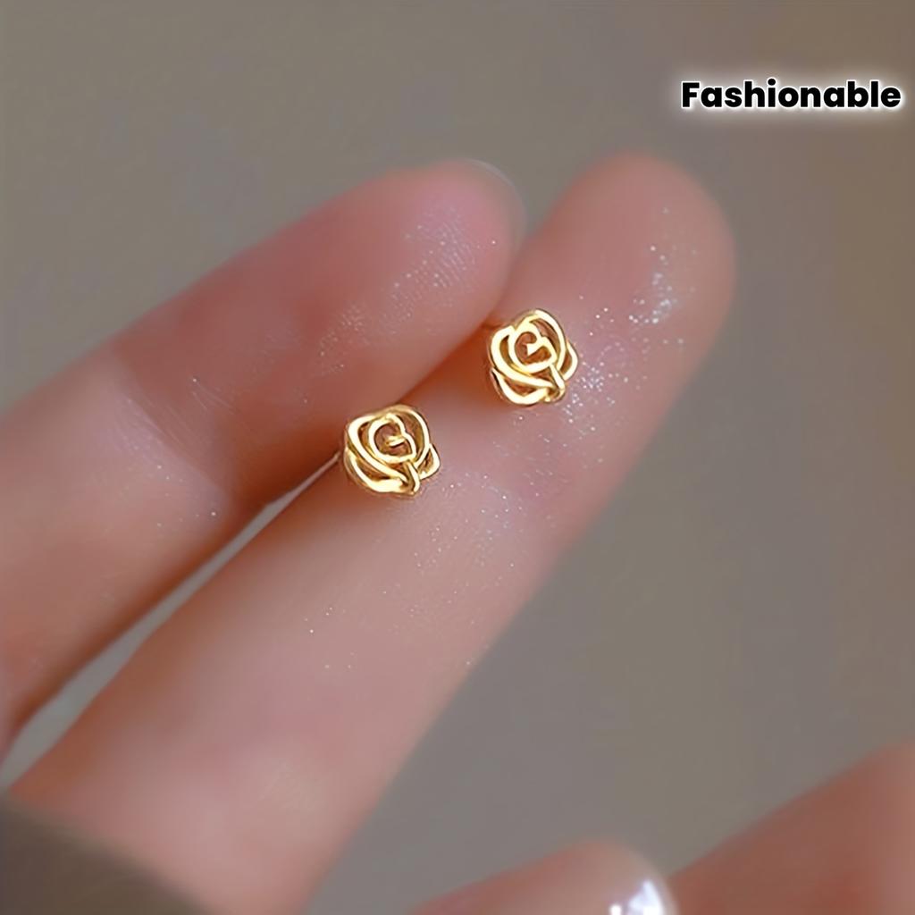1Pair of Hollow Rose Earrings, High-quality Jewelry, Upgraded Stylish Earrings, Premium Decorative Earrings