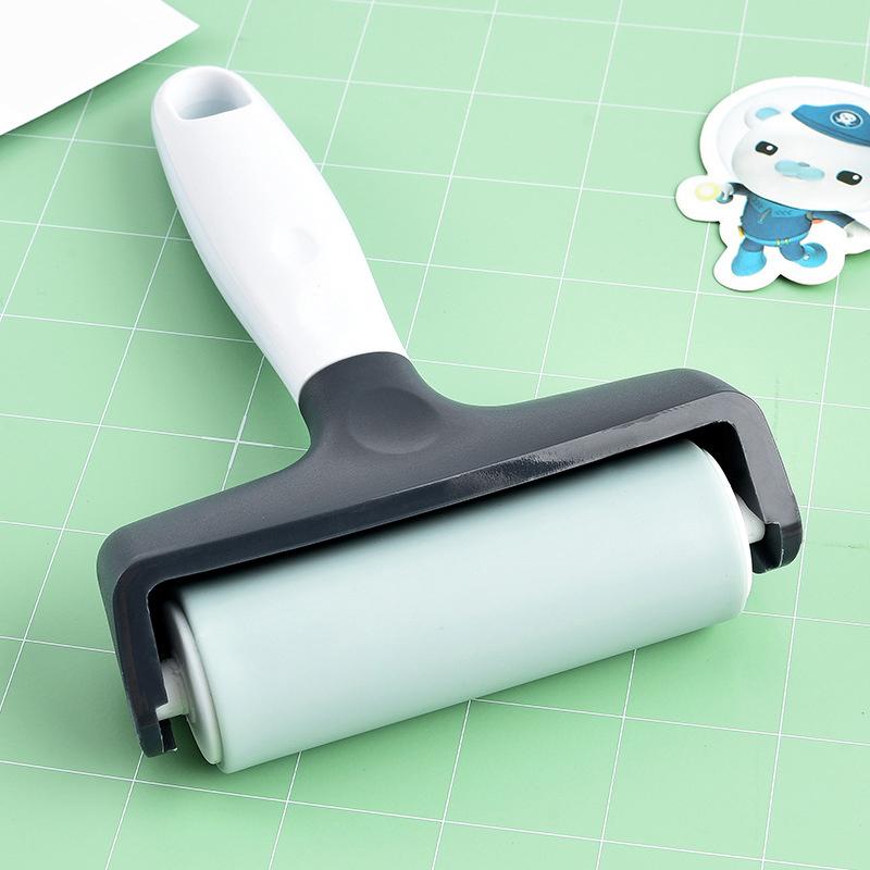 1Set Rubber Brayer Roller+Tweezers For Embroidery Pressing/Weeding Works With Fabric Vinyl Iron-On & Inking Blocks