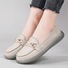 Women's Autumn Slip-on Loafers: Versatile, Comfortable, Soft Sole, Grey Beige, Flat Wedge Heel