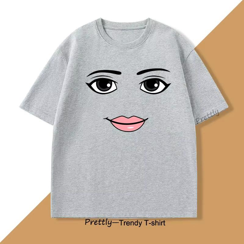 Neuheit Robloxs Frau Gesicht Spiel Meme T-Shirt Männer Frauen Baumwolle Rundhals Kurzarm Druck T-Shirt Herrenbekleidung Sommer Oberteil T-Shirt