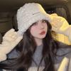 Female autumn and winter Korean version is versatile, showing a small face, thickening and keeping warm, fashionable plush basin hat