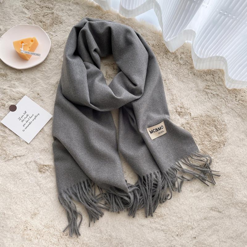 Winter Cashmere Solid Color Pashmina Tassel Scarf for Women Warm Scarves Wraps Girls Thicken Warm Shawl Wrap Echarpe Stole