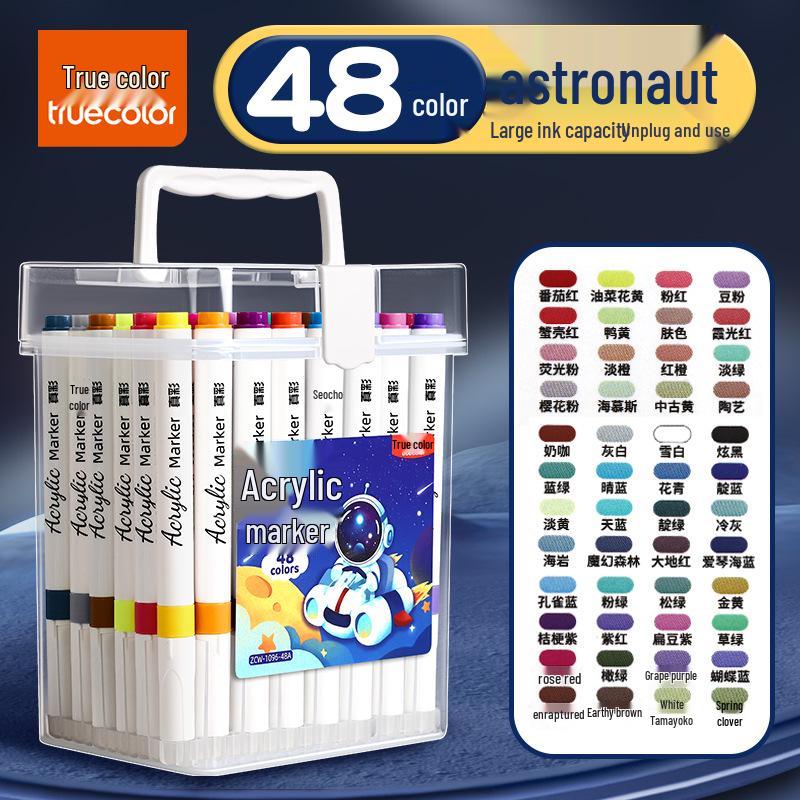 True Color Soft Tip Acrylic Marker Pens - Non-Bleeding, Stackable, Hand-Painted Graffiti & Watercolor Art Pens for Students