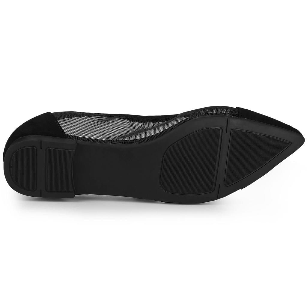 Allegra K Women's Mesh Pointed Toe Slip-On Flats, Black, Size 23.0cm