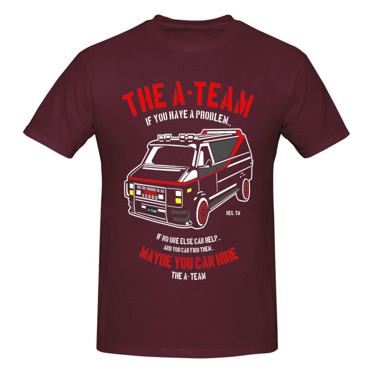 Футболка A Team, мужская, из чистого хлопка, винтажная футболка с круглым вырезом, футболки с коротким рукавом, одежда, идея для подарка S бордовый