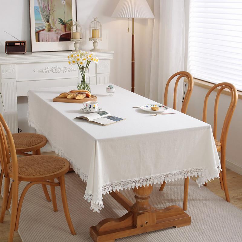 Lace Tablecloth Cotton Hollow White Embroidery Coffee Table Table Cover Table Cloth Wedding Party Banquet Decor