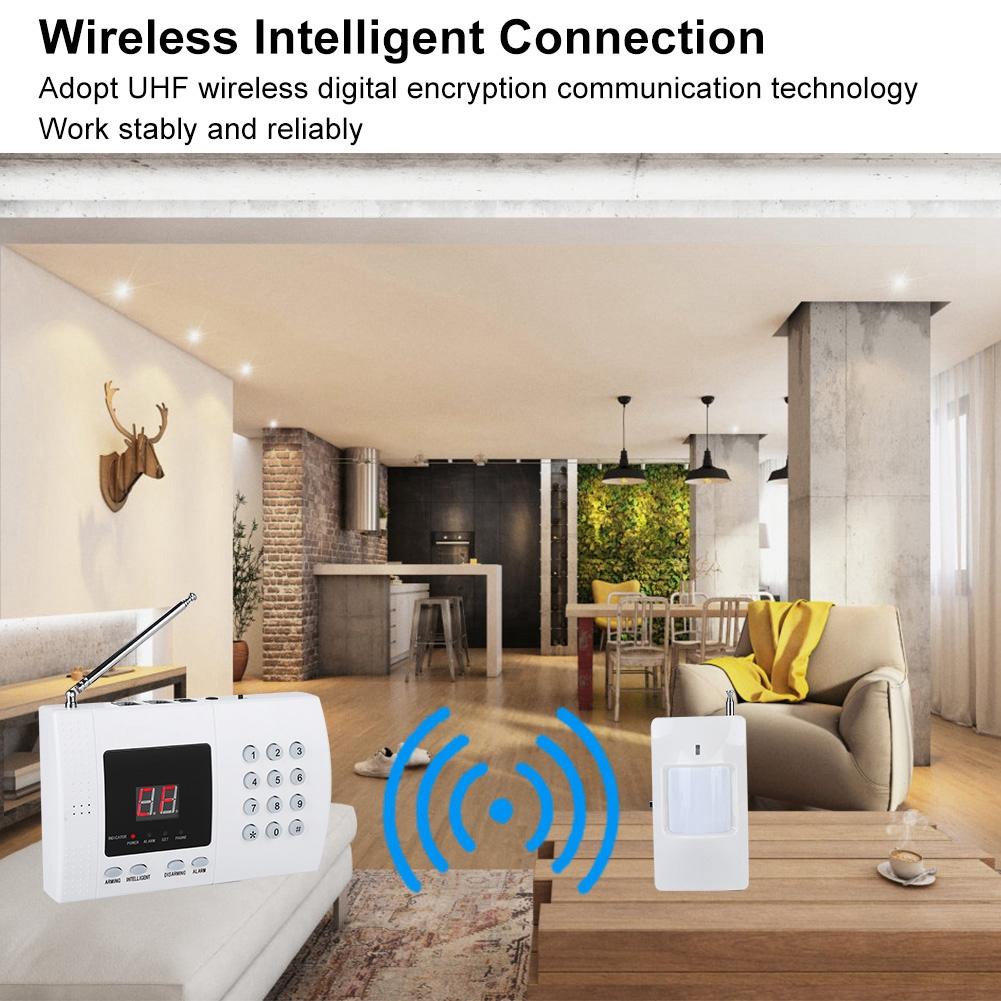 433MHz Trådlös Automatisk Uppringare Rökdetektor Hem Inkräktare Inbrottslarm Säkerhetssystem
