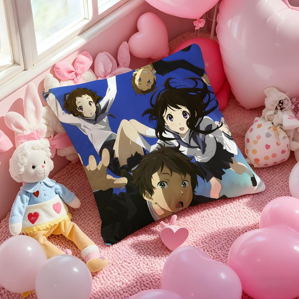 Anime Hyouka Cushion Cover Pattern Printed Pillowcase for Living Room Sofa Cushion Cover & Bedroom Decor