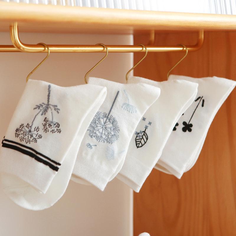 5/10 Pairs Women Double Layer Octagonal Flower Rabbit Wool Socks Autumn Winter Retro Coarse Knit Socks