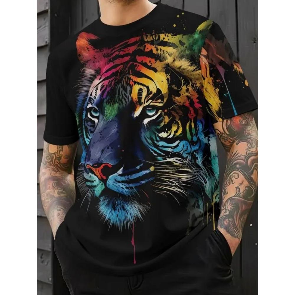 Summer Loose Breathable Oversized Sports Versatile Round Neck Short Sleeved T-shirt Men's Casual Fashion Animal 3D Printed T-shirt