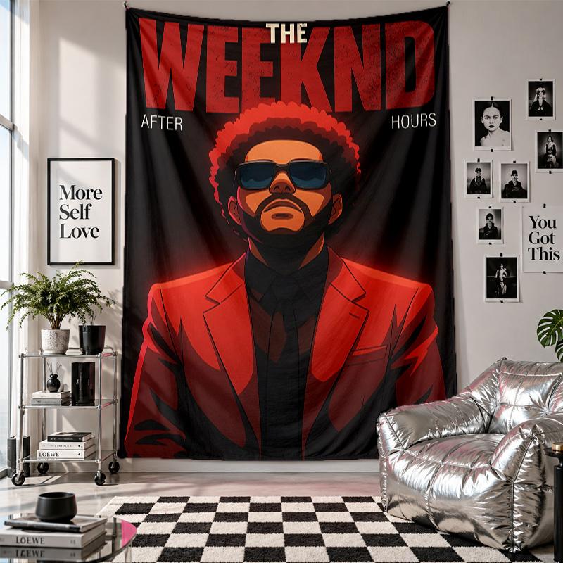 Nástěnná tapiserieThe Weeknd Umění Závěsná látka Dekorativní kryt pozadí pro výzdobu místnosti