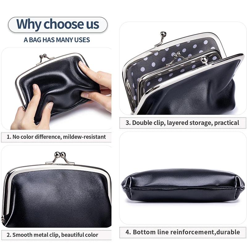 Women Wallets Vintage Genuine Leather Hasp Purses Large Capacity Money Bag for Women Double layer Coin Purse Dropshipping