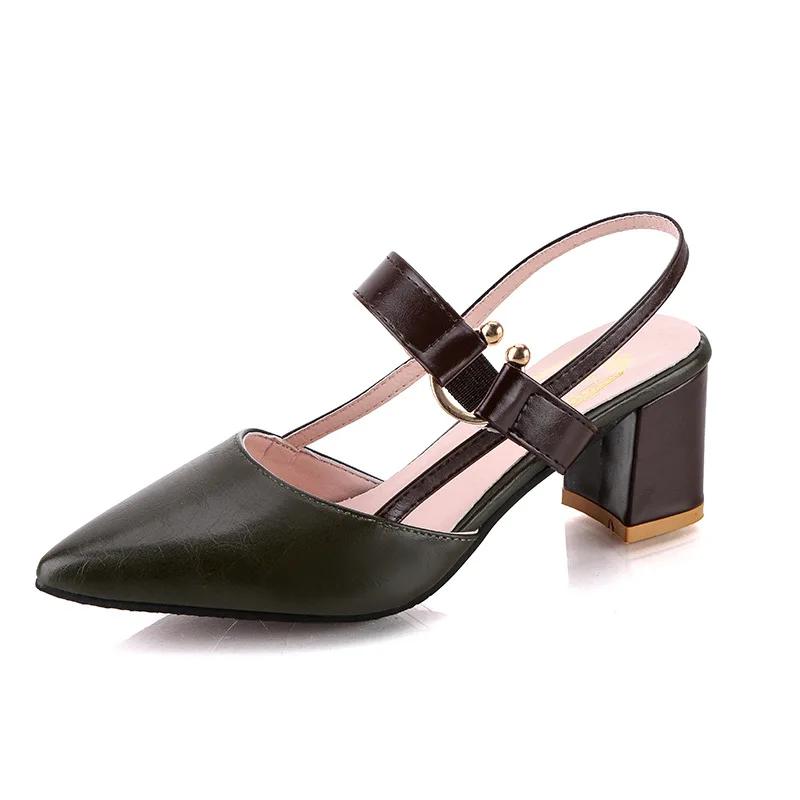 Sandals for women's summer 2024 new Korean version with pointed toe buckle and Roman shallow mouth thick heel high-heeled shoes