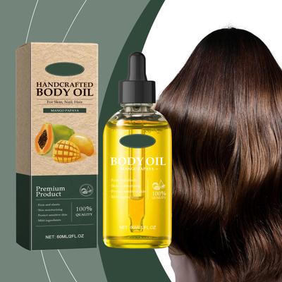 Óleo Corporal de Mamão e Manga Artesanal 60ml Nutre e Cuida da Pele Massageia e Hidrata Toda a Pele do Corpo