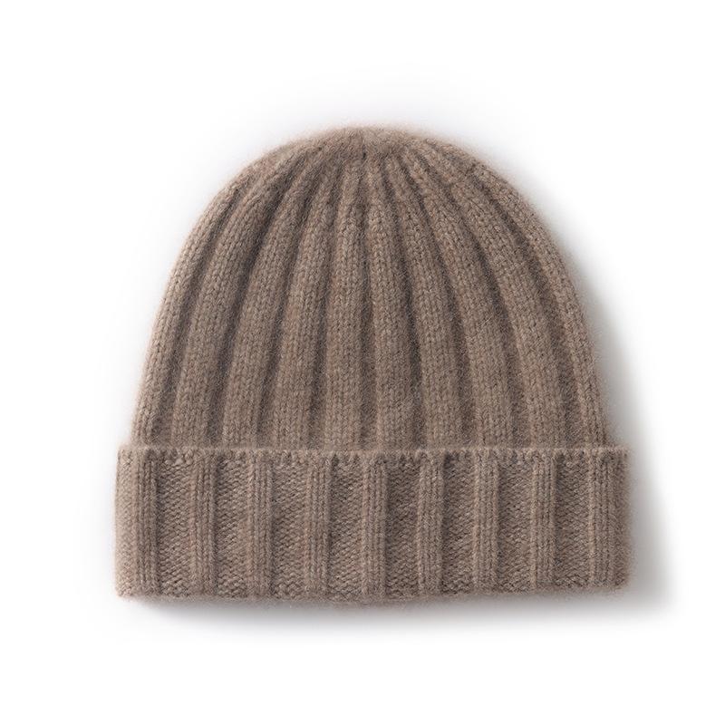 Cashmere Hat Autumn and Winter New Style Women's Fashion Casual Ear Protection Pile Hat Beanie Solid Color Knitted Hat