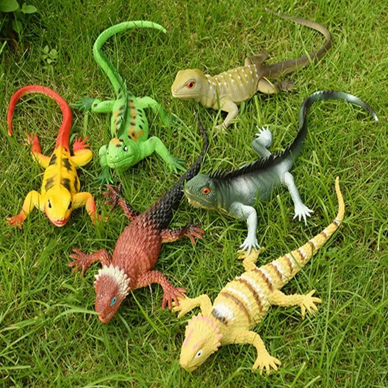 1PCS Soft Rubber Lizard Toy Realistic Squeak Sound Simulation Reptile Desktop Decoration Cognitive Learning Animal Ornaments