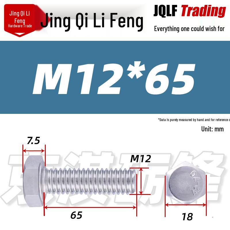 201 Stainless Steel Hex Head Full Thread Bolt: Wear & Corrosion Resistant, M4-M14 for Aerospace Machinery