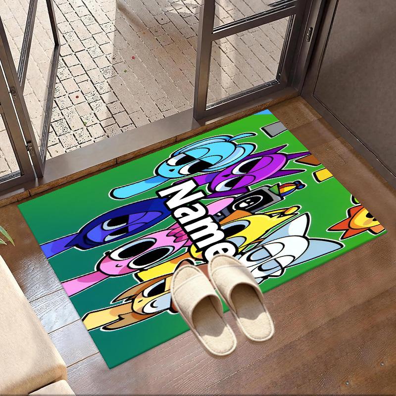 Custom Name Personalized Sprunki Game Print Carpet, Versatile Home Decor Rug, for Playroom, Apartment, Balcony, Entryway, Hallway Gift