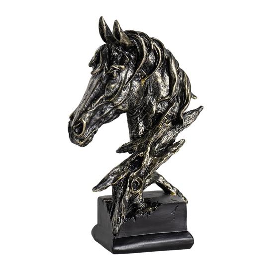 Vintage Style Horse Head Statue Collectible Resin Figurine Rustic Animal Bust Sculpture for Home Office Desk Decor