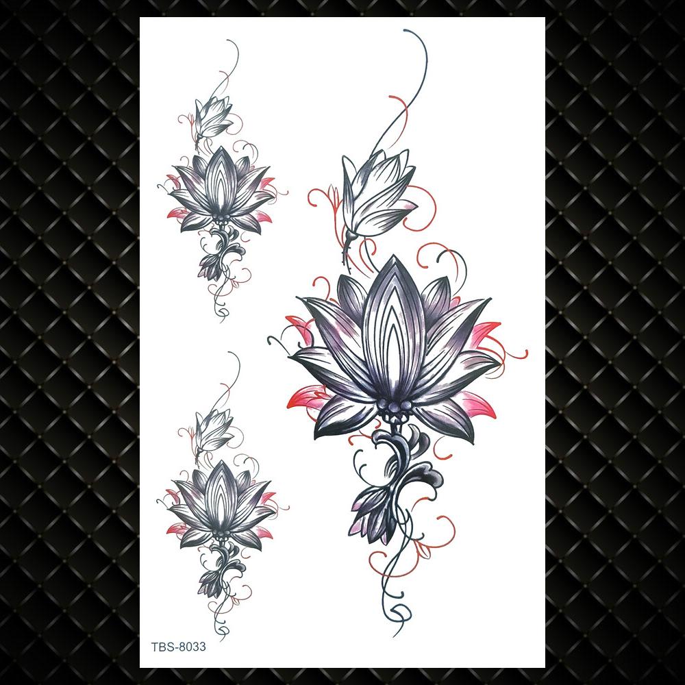 Tatuaje Temporare Colorate cu Lotus Pentru Femei Fete Flori de Trandafir Mehndi Autocolant Tatuaj Iasomie Bujor Tatuaje Impermeabile Artă Corporală Mână